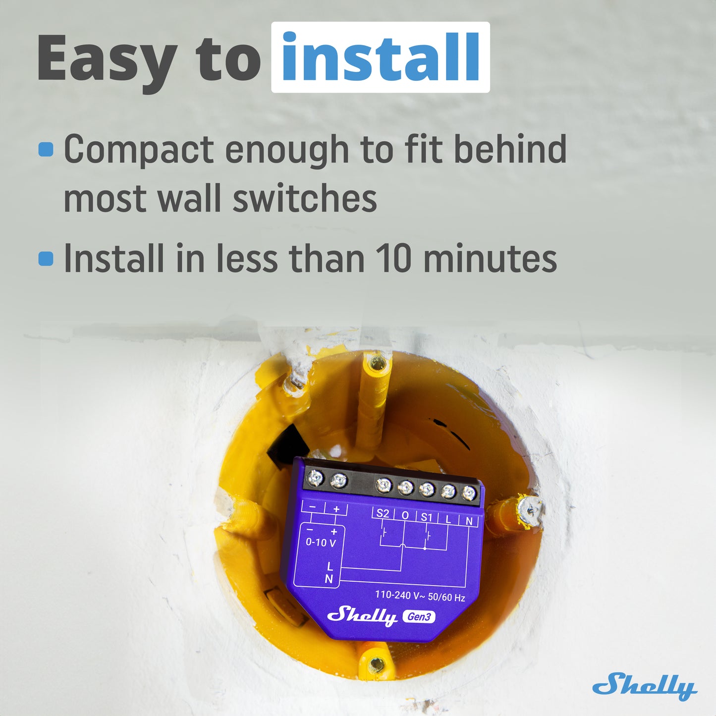 Regulador de intensidad Shelly 0/1-10 V PM Gen 3