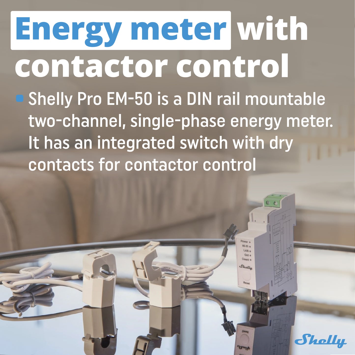 Shelly Pro EM - 50A (con 2 CT de 50A)